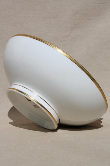 photo of Limoges France encrusted gold wedding band china, large serving bowl w/ footed shape #6