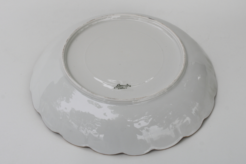 photo of Limoges France vintage china, large decorative bowl w/ robins egg blue border & gold edge  #5