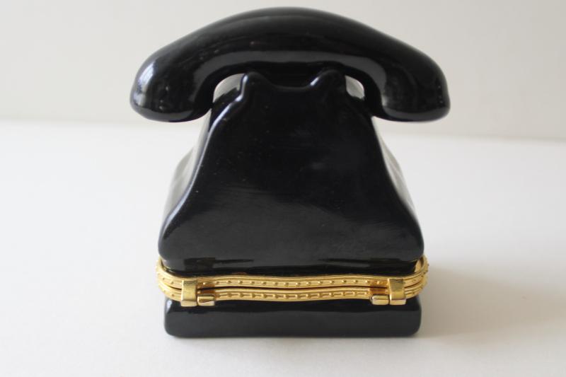 photo of Limoges style china trinket box shaped like a vintage rotary dial telephone #5