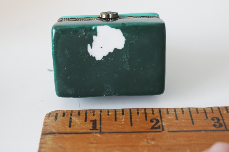 photo of Limoges style hand painted porcelain trinket box w/ worn paint, Eiffel Tower miniature  #4