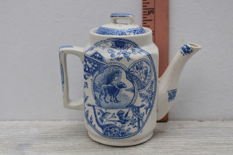 photo of Little Mae 1800s antique transferware china, girl w/ dog - tiny teapot child size #6