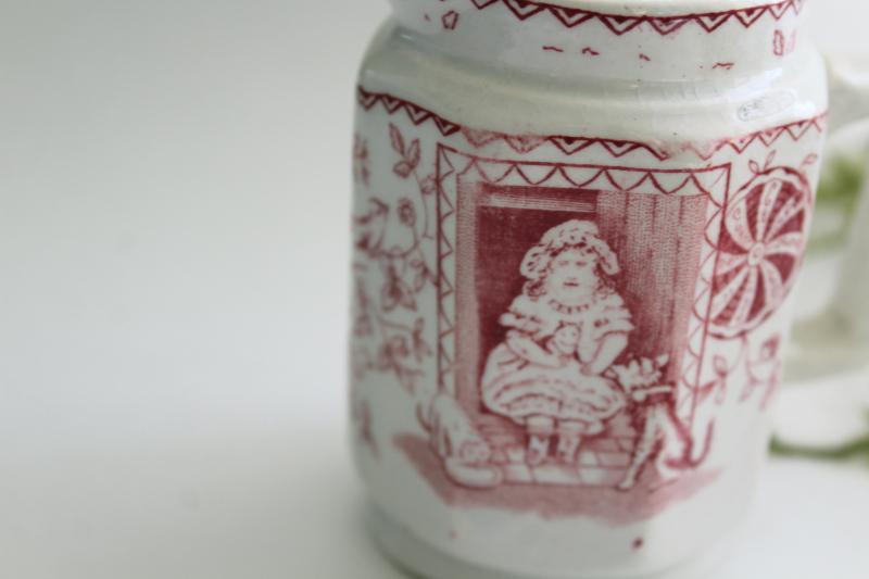 photo of Little Mae 1800s antique transferware china, girl w/ dog - tiny milk jug child size #2