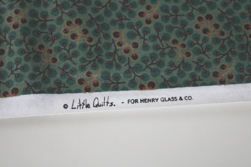 photo of Little Quilts Henry Glass print cotton quilting fabric, Christmas bayberry green branches #5