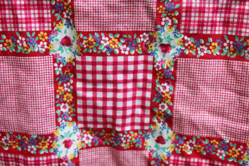photo of Liz Claiborne Lizwear vintage western shirt large, red & blue patchwork ribbons print cotton pearl snaps #6