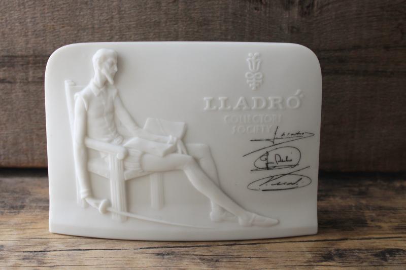 photo of Lladro Collectors Society vintage china sign for display, white porcelain plaque #1