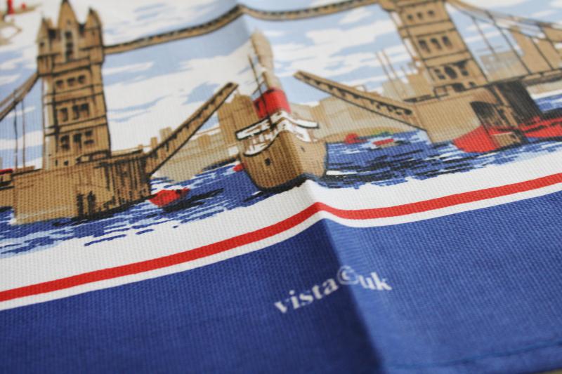 photo of London landmarks print cotton kitchen tea towel, vintage travel souvenir  #2