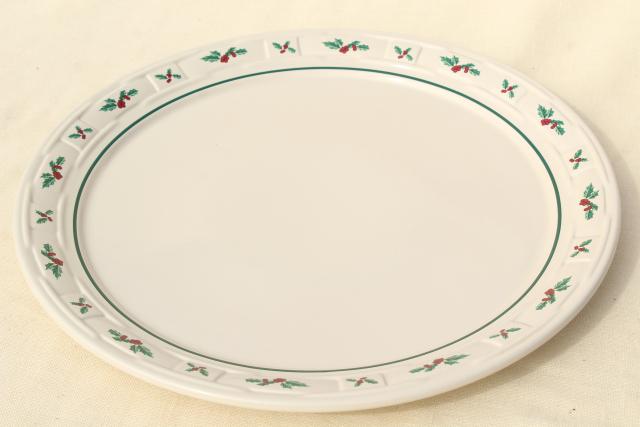 photo of Longaberger Holly Christmas Traditions stoneware pottery cake or chop plate round platter #1