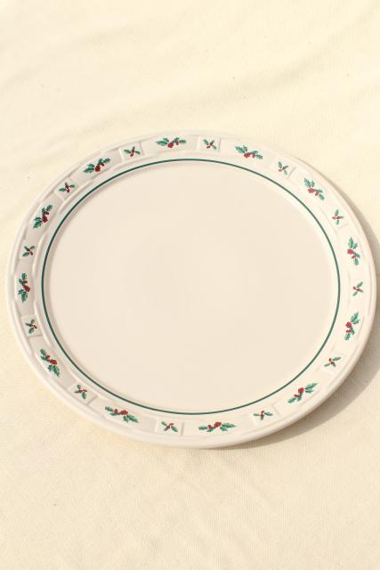 photo of Longaberger Holly Christmas Traditions stoneware pottery cake or chop plate round platter #2