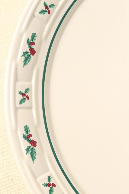 photo of Longaberger Holly Christmas Traditions stoneware pottery cake or chop plate round platter #3