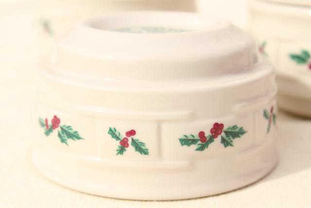 photo of Longaberger Holly Christmas Traditions stoneware pottery custard cups #6