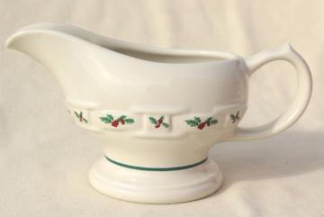 Longaberger Holly Christmas Traditions stoneware pottery, gravy boat or sauce pitcher