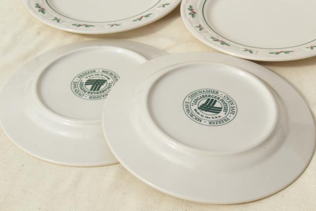 photo of Longaberger Holly Christmas Traditions stoneware pottery luncheon plates set of four #5