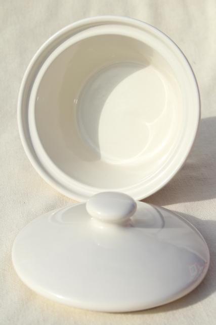 photo of Longaberger Holly Christmas Traditions stoneware pottery, small covered dish, butter tub w/ lid #4