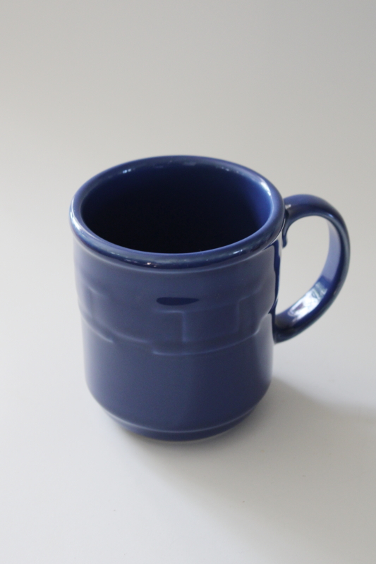 photo of Longaberger Woven Traditions pottery mug cornflower blue color, early 2000s vintage #1