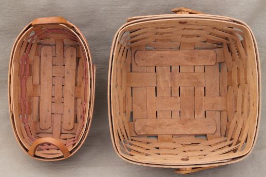 photo of Longaberger basket lot, three 80s 90 vintage baskets w/ Longaberger mark #3