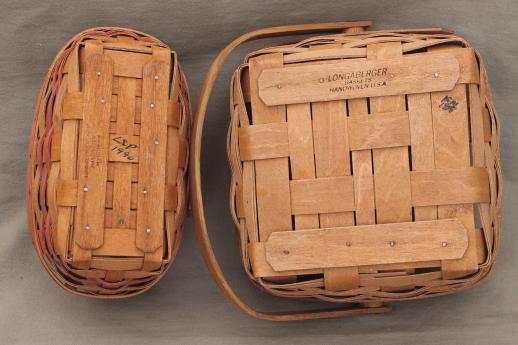 photo of Longaberger basket lot, three 80s 90 vintage baskets w/ Longaberger mark #4