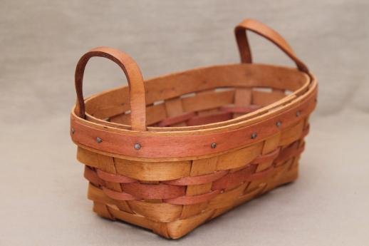 photo of Longaberger basket lot, three 80s 90 vintage baskets w/ Longaberger mark #13