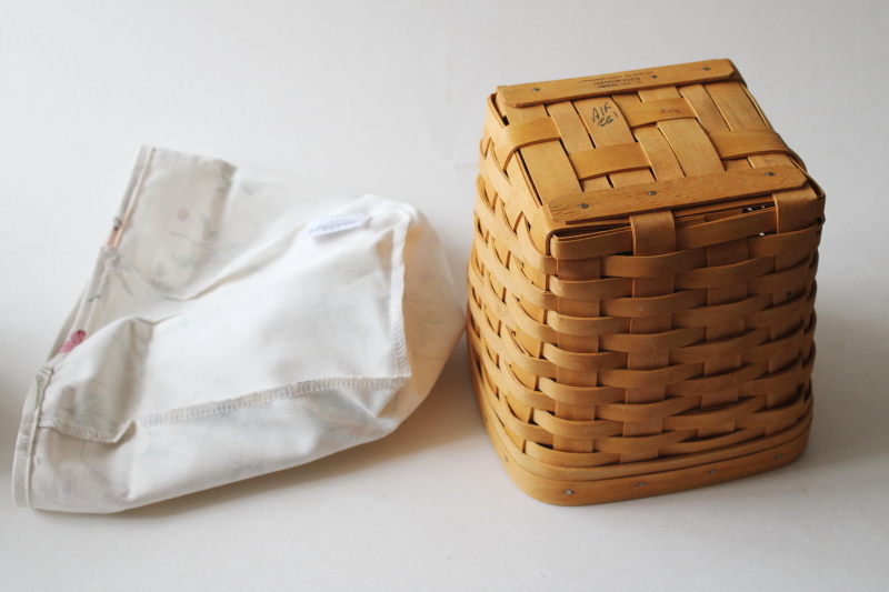 photo of Longaberger tissue basket w/ botanical fields print liner #2