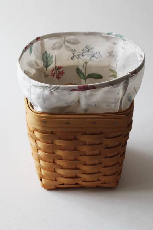photo of Longaberger tissue basket w/ botanical fields print liner #5