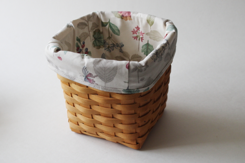 photo of Longaberger tissue basket w/ botanical fields print liner #7