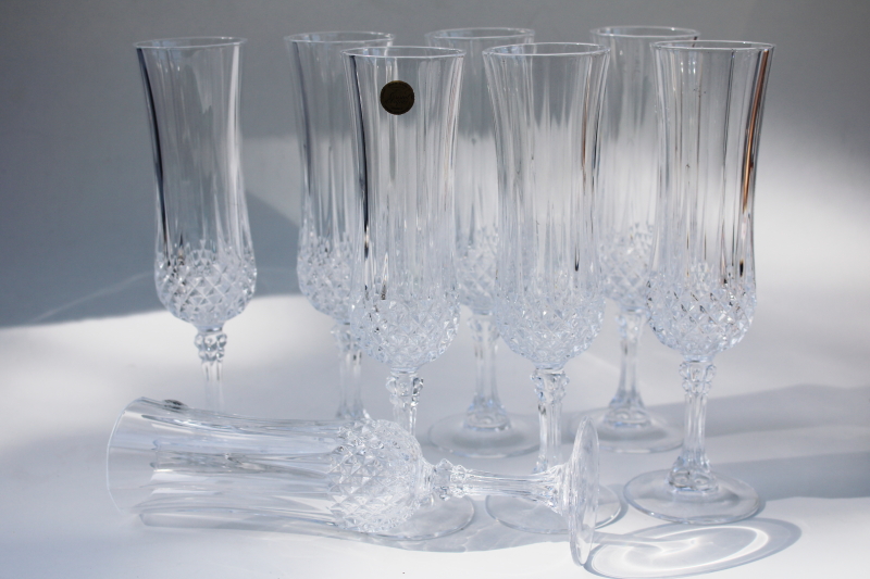 photo of Longchamp Cristal dArques France label crystal clear glass champagne flutes #5