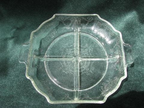 photo of Lorain pattern vintage depression glass divided pickle / relish dish #2