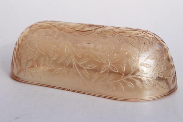 photo of Louisa Floragold iridescent stick butter dish cover, vintage depression glass #1