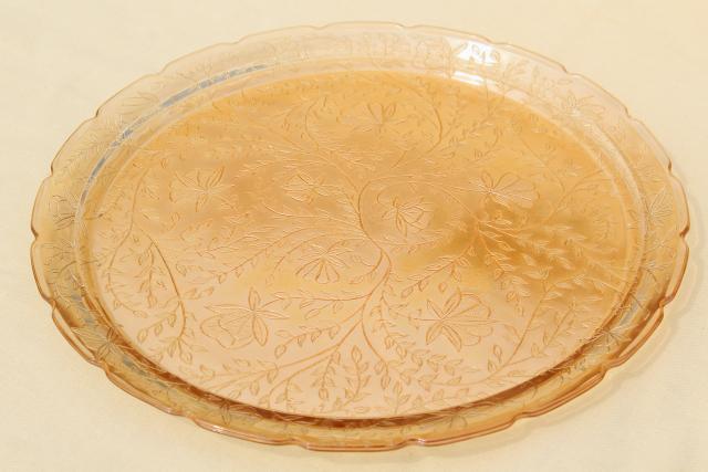 photo of Louisa floragold vintage marigold iridescent luster glass cake plate or serving tray #1