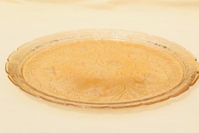 photo of Louisa floragold vintage marigold iridescent luster glass cake plate or serving tray #2