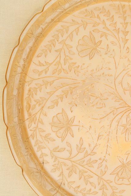 photo of Louisa floragold vintage marigold iridescent luster glass cake plate or serving tray #4