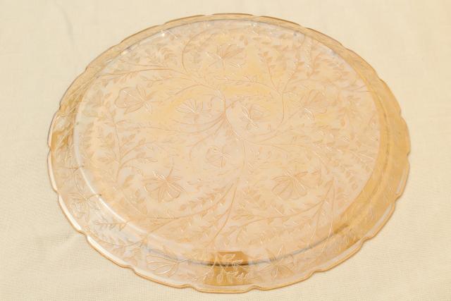 photo of Louisa floragold vintage marigold iridescent luster glass cake plate or serving tray #6