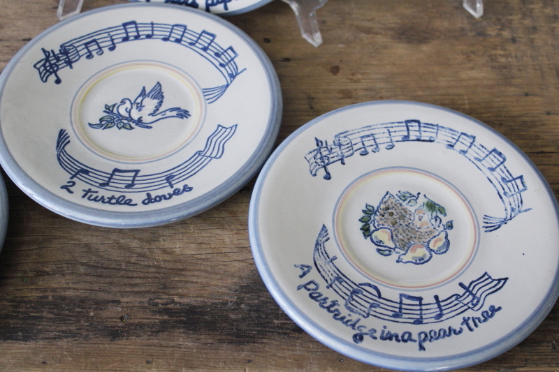 photo of Louisville stoneware pottery, complete set 12 Days of Christmas hand painted plates #6