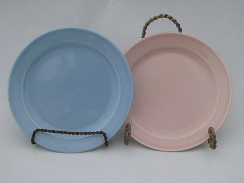 photo of Lu-Ray Pastels pottery lot, 12 blue dessert / bread plates, vintage TS and T #2