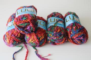 catalog photo of Luce multicolored rainbow nubby yarn five 50 gram skeins Sullivans yarns 