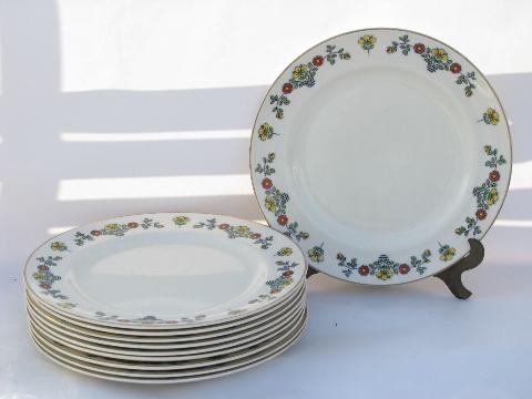 photo of Lucerne swiss folk art pattern vintage Johnson Bros china plates #1