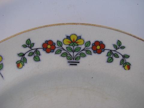 photo of Lucerne swiss folk art pattern vintage Johnson Bros china plates #3