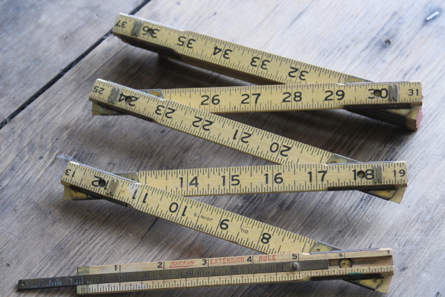 photo of Lufkin No X46 extension rule jointed wood vintage folding ruler, old measuring tool  #3