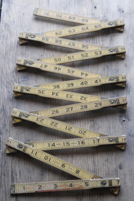 photo of Lufkin No X46 extension rule jointed wood vintage folding ruler, old measuring tool  #4