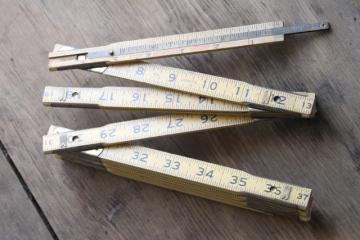 Lufkin No X46 extension rule jointed wood vintage folding ruler, old measuring tool 