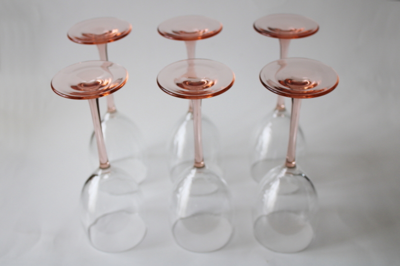 photo of Luminarc Arcoroc rosaline pink stem crystal clear wine glasses goblets #3