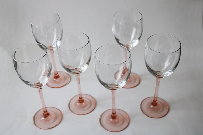 photo of Luminarc Arcoroc rosaline pink stem crystal clear wine glasses goblets #4