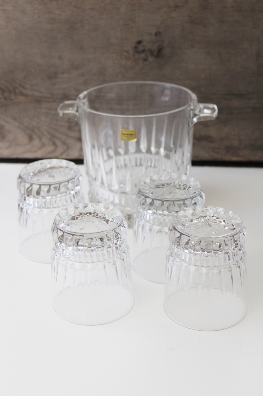 photo of Luminarc Imperator French crystal on the rocks glasses & ice bucket, vintage set in box #5