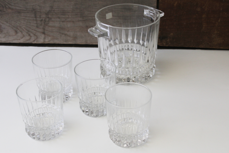 photo of Luminarc Imperator French crystal on the rocks glasses & ice bucket, vintage set in box #6