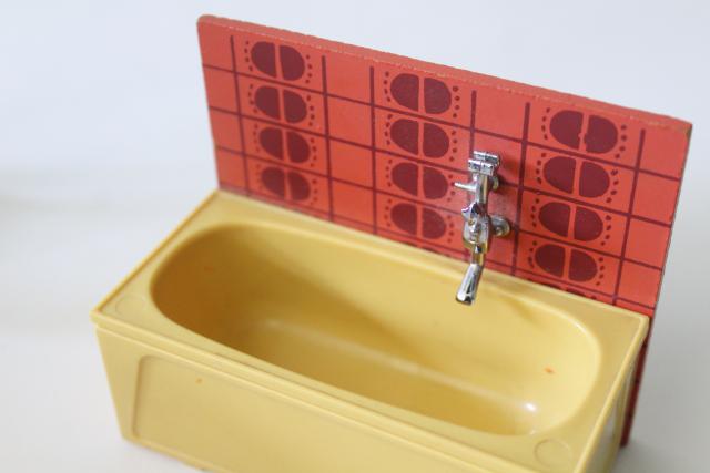 photo of Lundby dollhouse bathroom furniture, 70s vintage Scandinavian modern decor #3