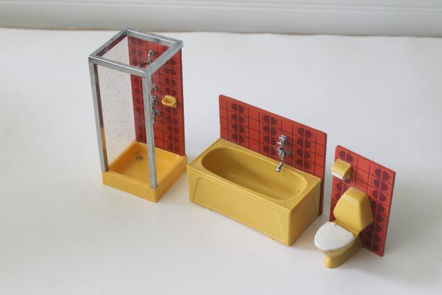 photo of Lundby dollhouse bathroom furniture, 70s vintage Scandinavian modern decor #6