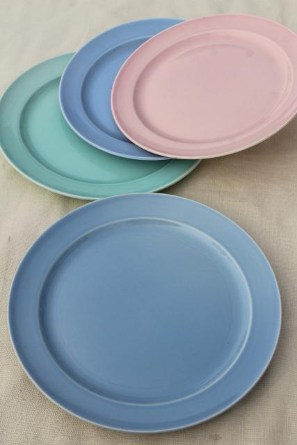 photo of Luray pastels vintage Taylor Smith TST pottery dinner luncheon plates blue pink green #1