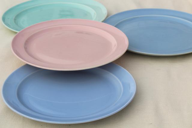 photo of Luray pastels vintage Taylor Smith TST pottery dinner luncheon plates blue pink green #2