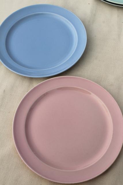 photo of Luray pastels vintage Taylor Smith TST pottery dinner luncheon plates blue pink green #4