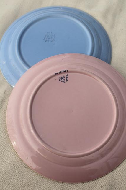 photo of Luray pastels vintage Taylor Smith TST pottery dinner luncheon plates blue pink green #5