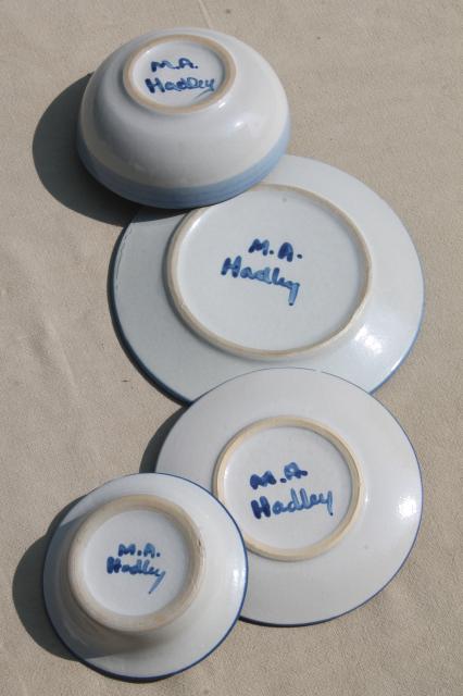 photo of M A Hadley Louisville stoneware hand-painted farm animals pottery plates & bowls #2